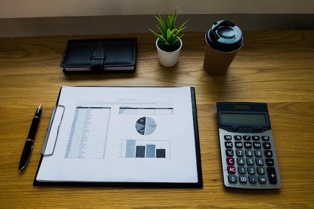 Organized desk with papers and accounting documents
